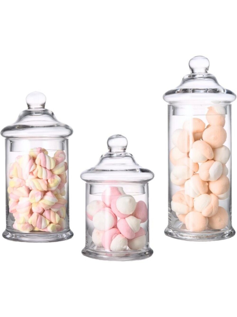 Set of 3 Decorative Glass Jars with Lids for Home, Party & Wedding Decor